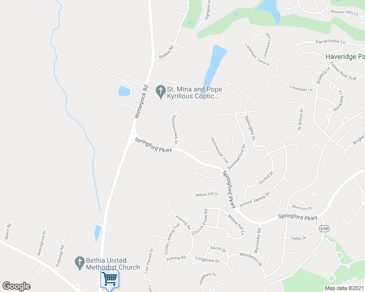 map of restaurants, bars, coffee shops, grocery stores, and more near 9701 Summercreek Drive in Chesterfield