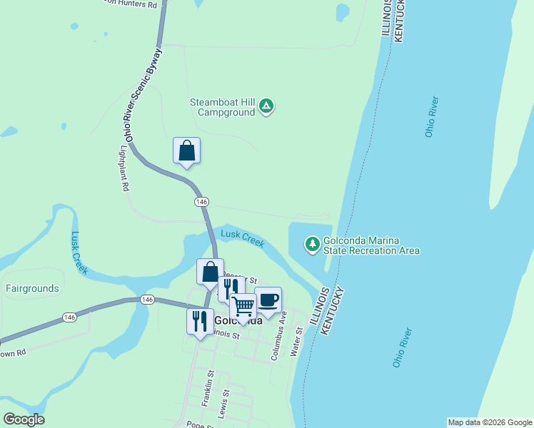 map of restaurants, bars, coffee shops, grocery stores, and more near Marina Drive in Pope County