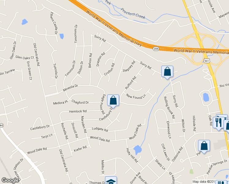 map of restaurants, bars, coffee shops, grocery stores, and more near 10970 Weybridge Road in Chester