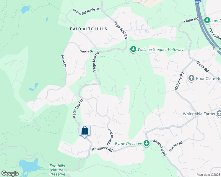 map of restaurants, bars, coffee shops, grocery stores, and more near 28500 Matadero Creek Lane in Los Altos Hills
