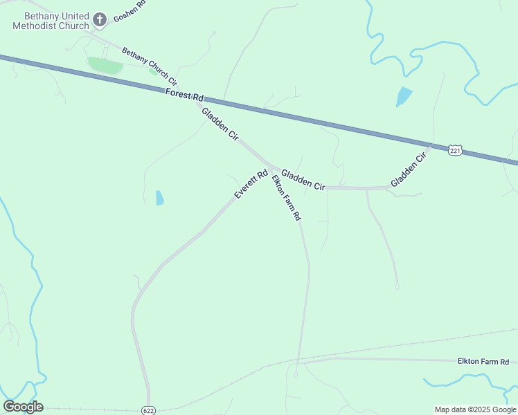 map of restaurants, bars, coffee shops, grocery stores, and more near 1168 Everett Road in Forest