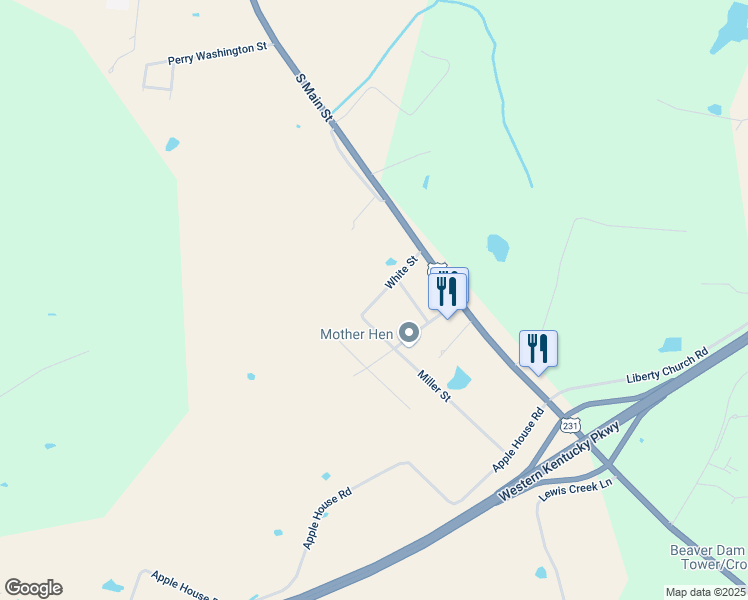 map of restaurants, bars, coffee shops, grocery stores, and more near White Street in Beaver Dam