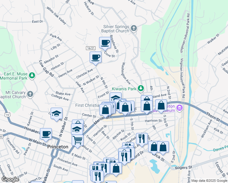 map of restaurants, bars, coffee shops, grocery stores, and more near 807 8th in Princeton