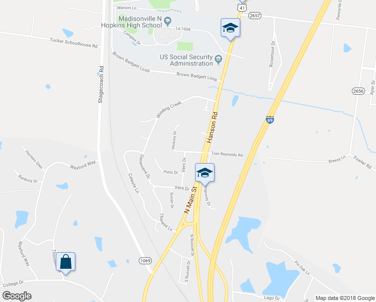 map of restaurants, bars, coffee shops, grocery stores, and more near 70 Hickory Drive in Madisonville