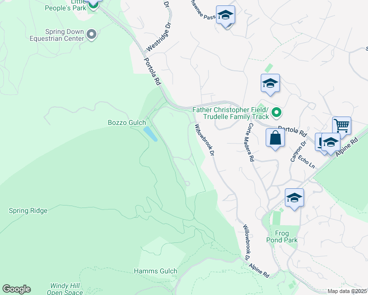 map of restaurants, bars, coffee shops, grocery stores, and more near 501 Portola Road in Portola Valley