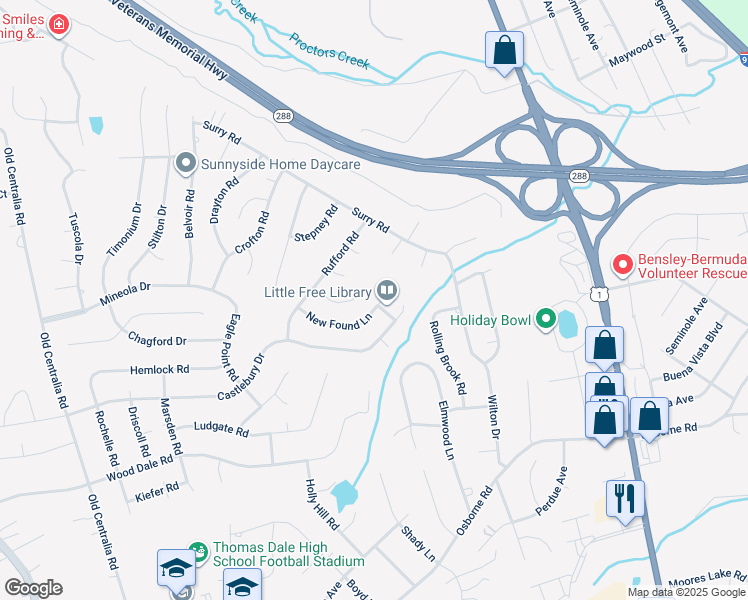 map of restaurants, bars, coffee shops, grocery stores, and more near 3006 New Found Ln in Chester
