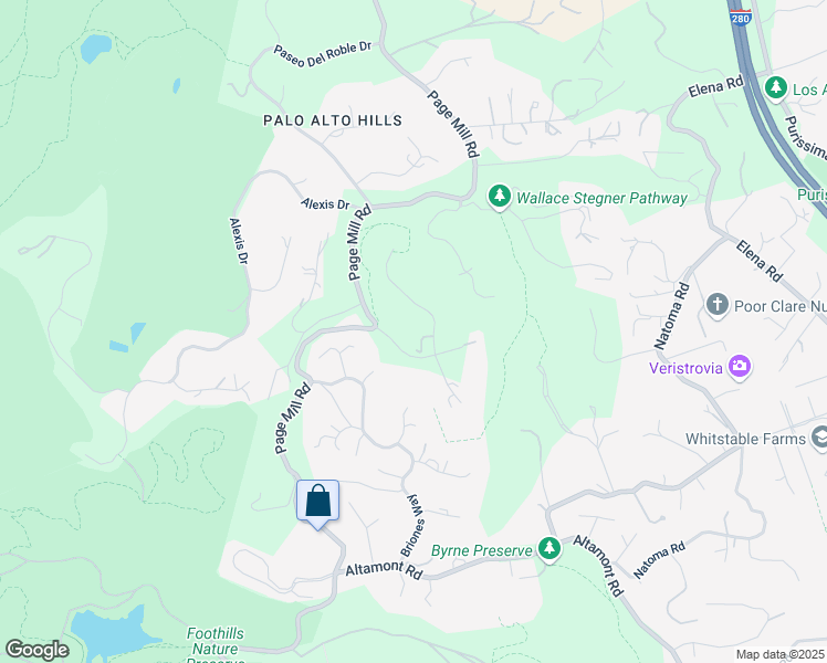 map of restaurants, bars, coffee shops, grocery stores, and more near 28500 Matadero Creek Lane in Los Altos Hills