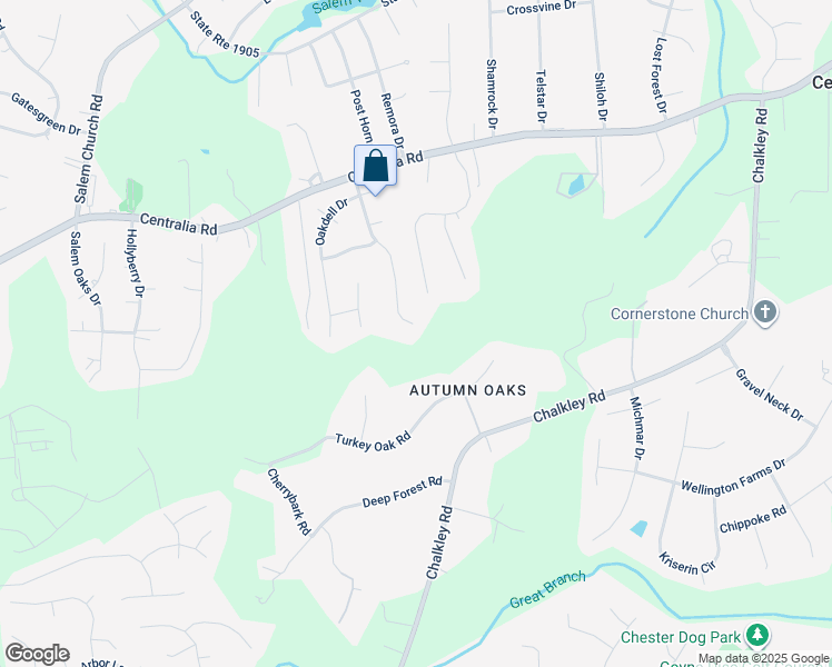 map of restaurants, bars, coffee shops, grocery stores, and more near 10536 Oakside Drive in Richmond