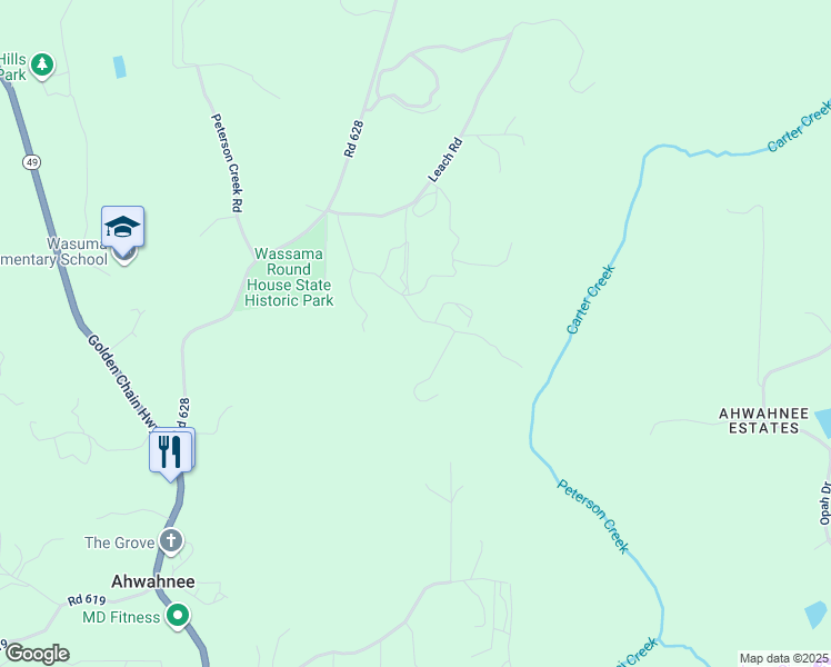 map of restaurants, bars, coffee shops, grocery stores, and more near 45544 Pine River Road in Ahwahnee