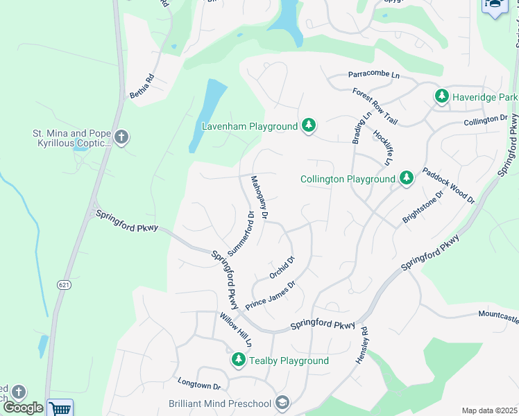 map of restaurants, bars, coffee shops, grocery stores, and more near 9200 Mahogany Drive in Chesterfield