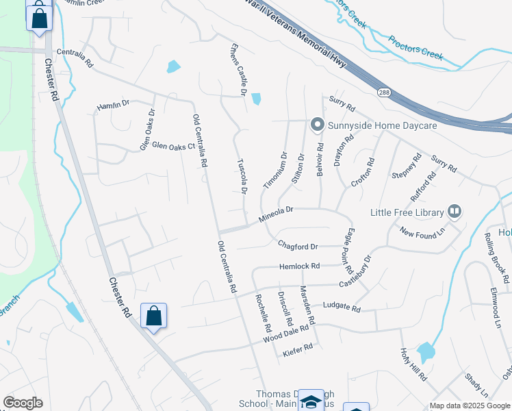 map of restaurants, bars, coffee shops, grocery stores, and more near 11136 Timonium Drive in Chester
