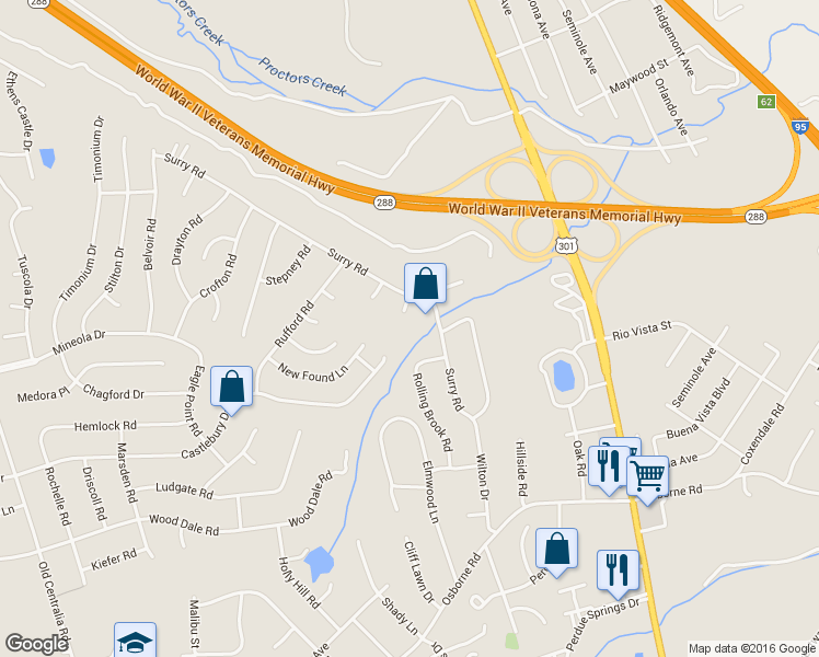 map of restaurants, bars, coffee shops, grocery stores, and more near 2911 Surry Court in Chester