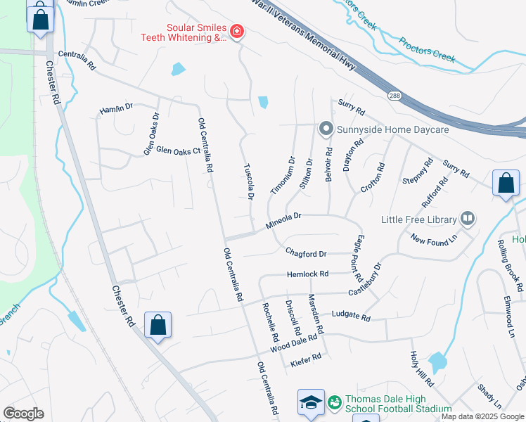 map of restaurants, bars, coffee shops, grocery stores, and more near 11136 Timonium Drive in Chester