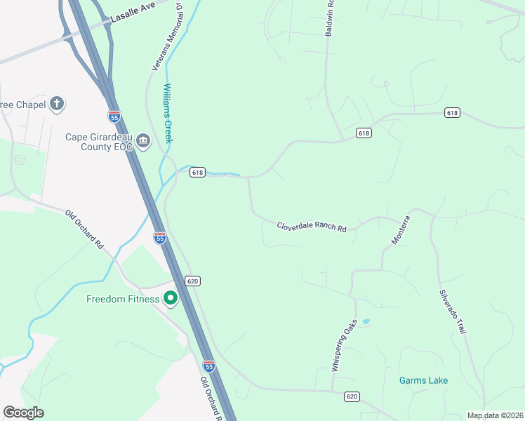 map of restaurants, bars, coffee shops, grocery stores, and more near 694 Cloverdale Ranch Road in Cape Girardeau
