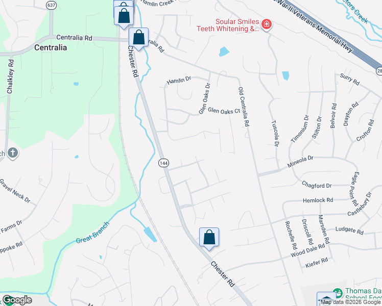 map of restaurants, bars, coffee shops, grocery stores, and more near 4013 Hamlin Terrace in Chester