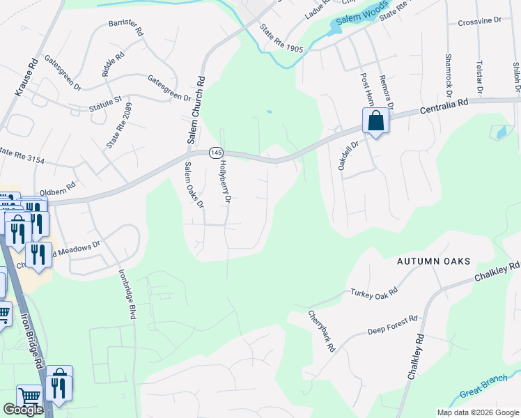 map of restaurants, bars, coffee shops, grocery stores, and more near 5804 Meadowood Lane in Richmond