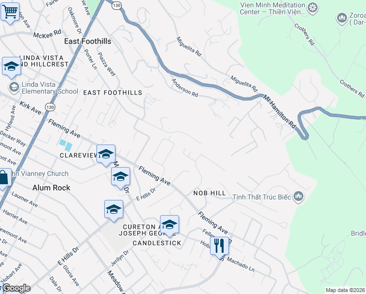 map of restaurants, bars, coffee shops, grocery stores, and more near 373 Photinia Lane in San Jose