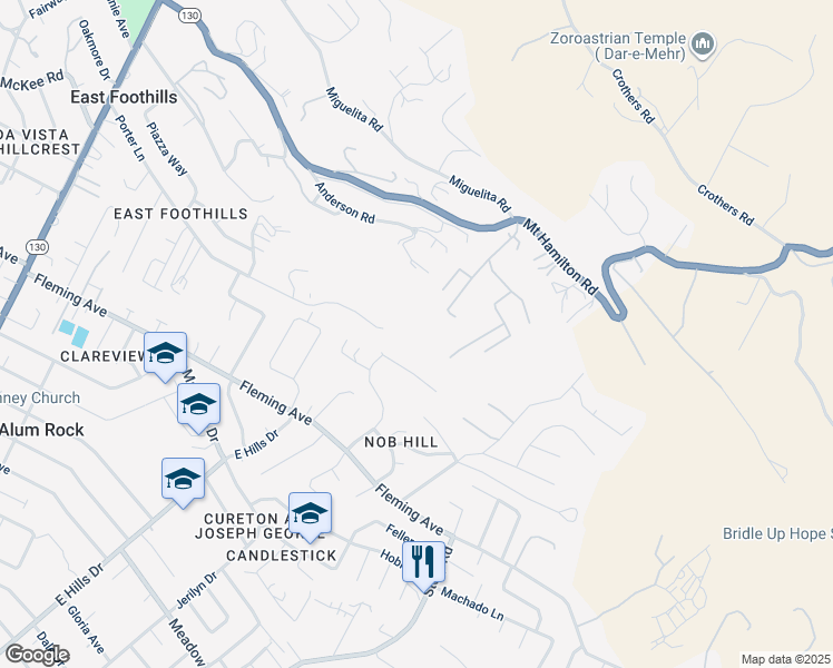 map of restaurants, bars, coffee shops, grocery stores, and more near 14990 Garcal Drive in San Jose