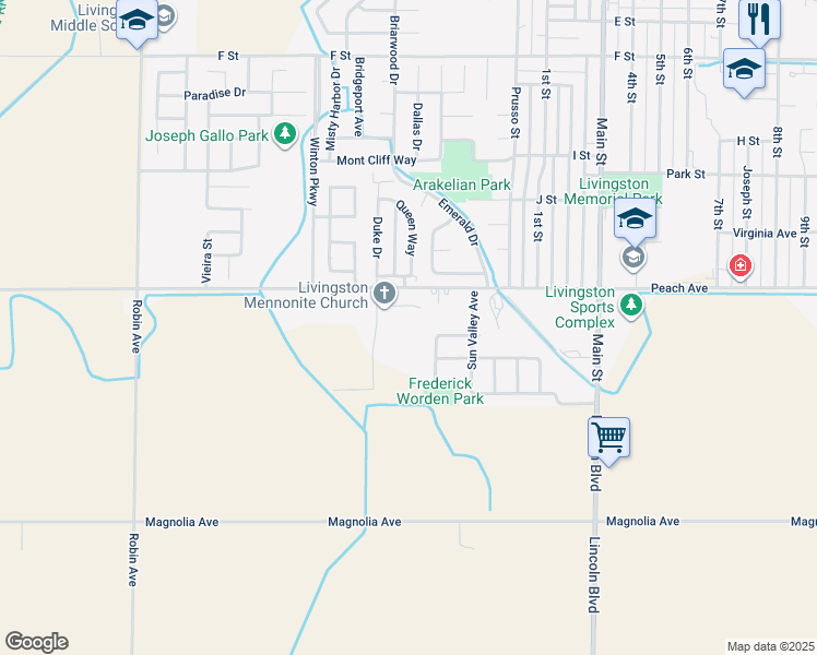 map of restaurants, bars, coffee shops, grocery stores, and more near 1789 Wells Avenue in Livingston