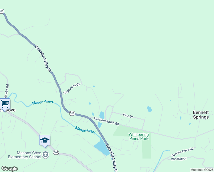map of restaurants, bars, coffee shops, grocery stores, and more near 3282 Absalom Smith Rd in Salem