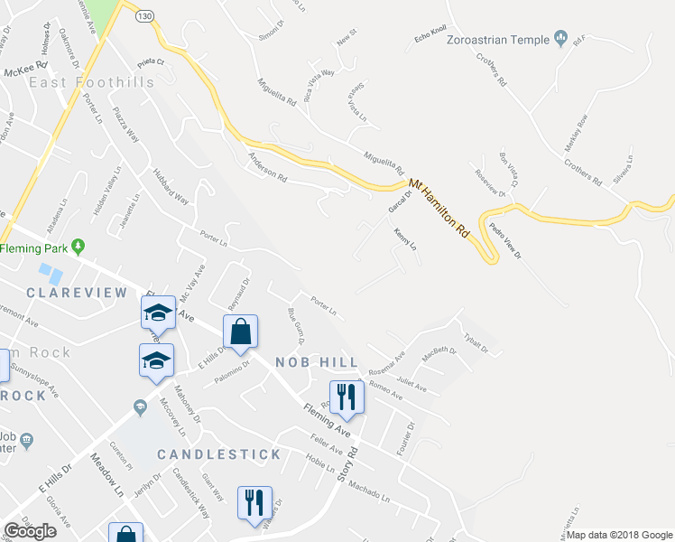 map of restaurants, bars, coffee shops, grocery stores, and more near 14990 Garcal Drive in San Jose