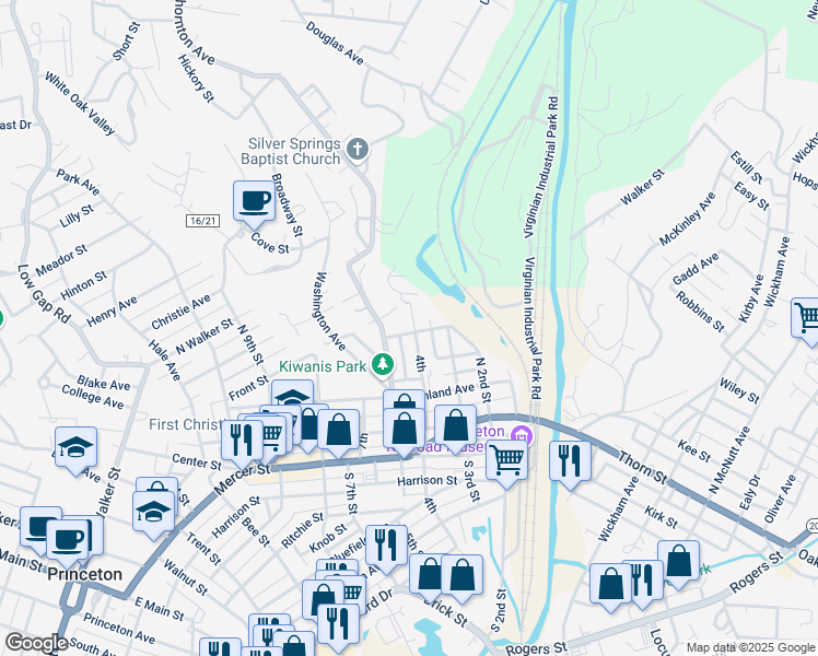 map of restaurants, bars, coffee shops, grocery stores, and more near 400 Jefferson St in Princeton