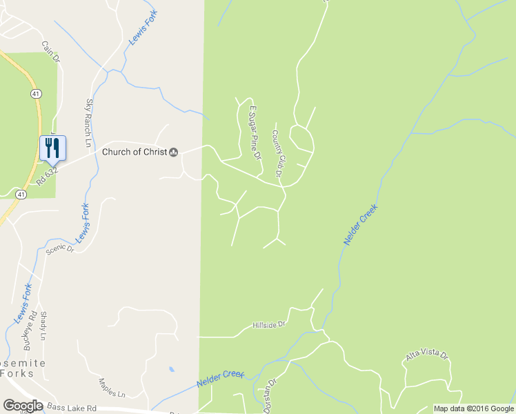 map of restaurants, bars, coffee shops, grocery stores, and more near 42907 Country Club Drive West in Oakhurst