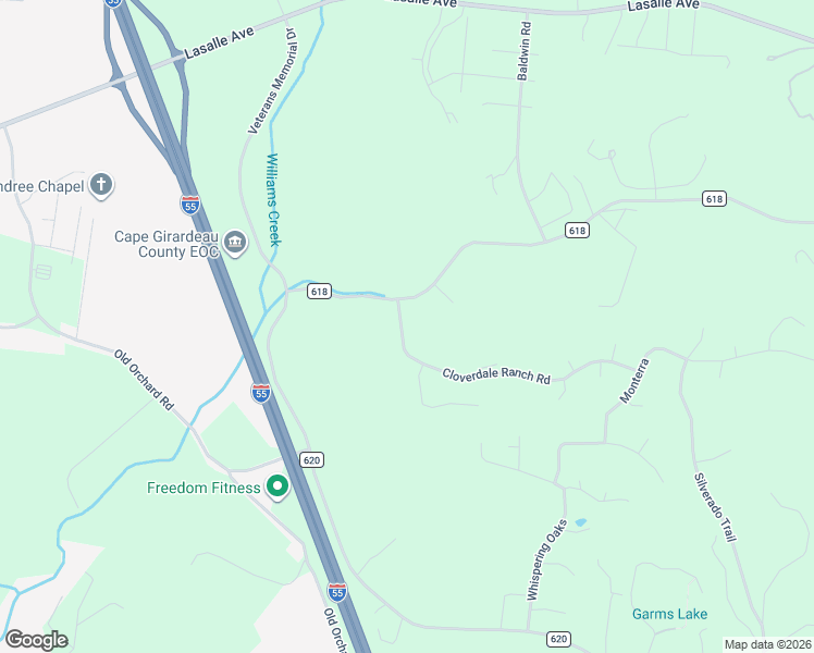 map of restaurants, bars, coffee shops, grocery stores, and more near 694 Cloverdale Ranch Road in Cape Girardeau