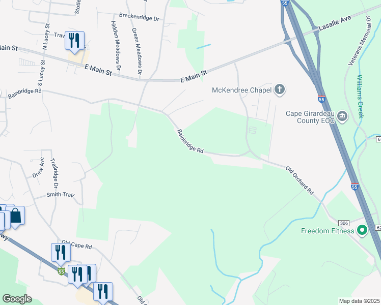 map of restaurants, bars, coffee shops, grocery stores, and more near 3466 County Road 306 in Jackson