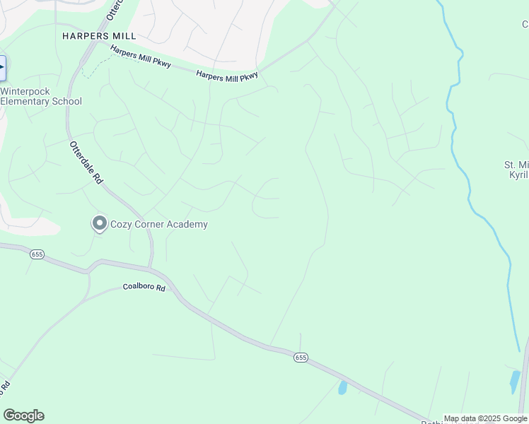 map of restaurants, bars, coffee shops, grocery stores, and more near 9600 Dry Creek Road in Chesterfield