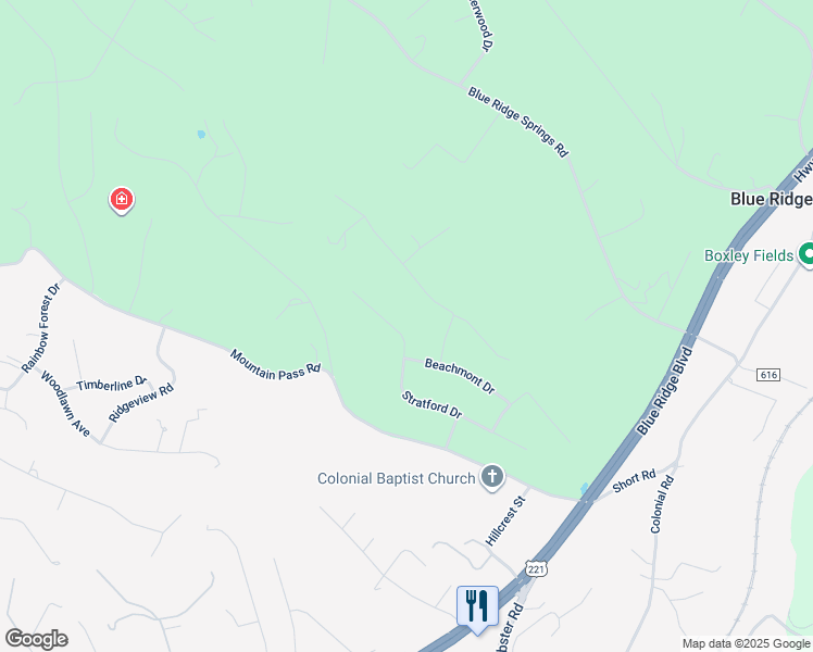 map of restaurants, bars, coffee shops, grocery stores, and more near 534 Stratford Drive in Blue Ridge