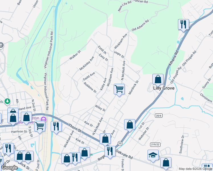 map of restaurants, bars, coffee shops, grocery stores, and more near 633.5 Kirby Avenue in Princeton