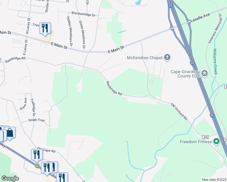 map of restaurants, bars, coffee shops, grocery stores, and more near 3466 County Road 306 in Jackson