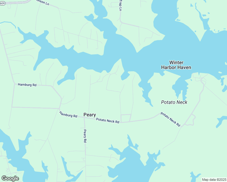 map of restaurants, bars, coffee shops, grocery stores, and more near Bluebird Point in Mathews County