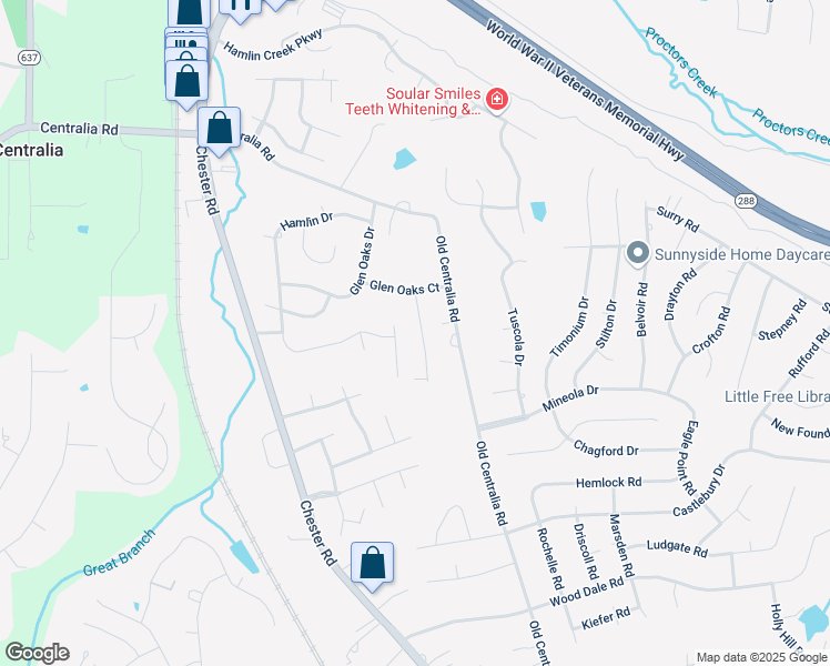map of restaurants, bars, coffee shops, grocery stores, and more near 10808 Erin Green Court in Chester