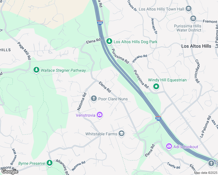 map of restaurants, bars, coffee shops, grocery stores, and more near 13100 Delson Court in Los Altos Hills