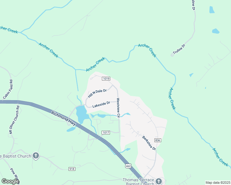 map of restaurants, bars, coffee shops, grocery stores, and more near 380 Westview Circle in Lynchburg