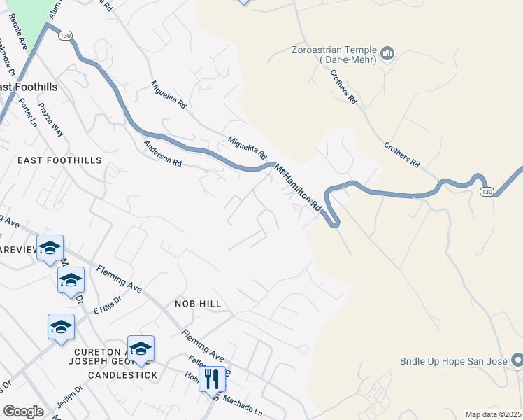 map of restaurants, bars, coffee shops, grocery stores, and more near 10299 Kenny Lane in San Jose