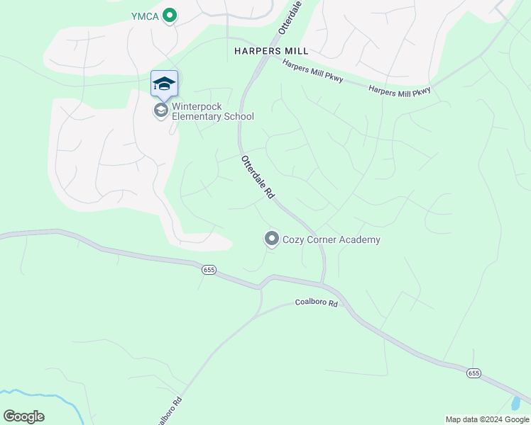 map of restaurants, bars, coffee shops, grocery stores, and more near 16112 Deltic Lane in Chesterfield