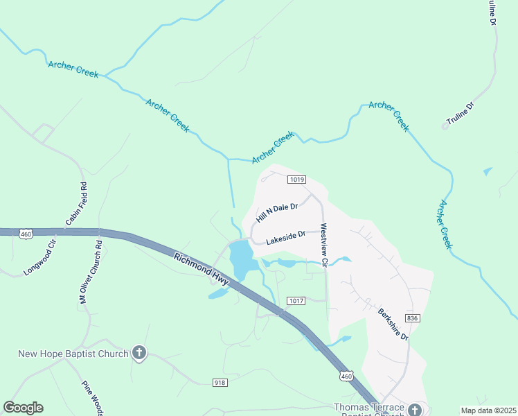 map of restaurants, bars, coffee shops, grocery stores, and more near 98 Hill N Dale Drive in Lynchburg
