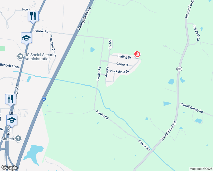 map of restaurants, bars, coffee shops, grocery stores, and more near 2000-2098 Frost Drive in Madisonville