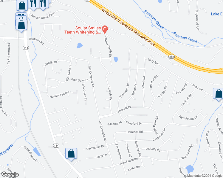 map of restaurants, bars, coffee shops, grocery stores, and more near 10867 Tuscola Drive in Chester