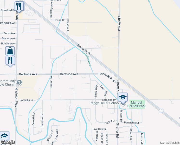 map of restaurants, bars, coffee shops, grocery stores, and more near 6274 Gertrude Avenue in Winton