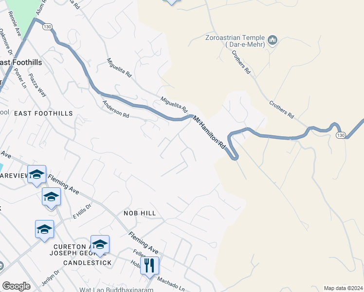map of restaurants, bars, coffee shops, grocery stores, and more near 10299 Kenny Lane in San Jose