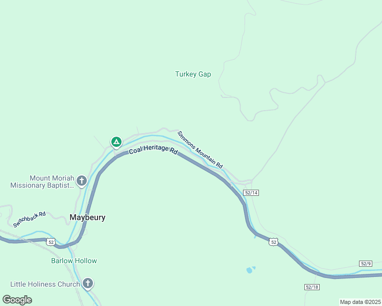 map of restaurants, bars, coffee shops, grocery stores, and more near Norfolk Hollow Road in Bramwell