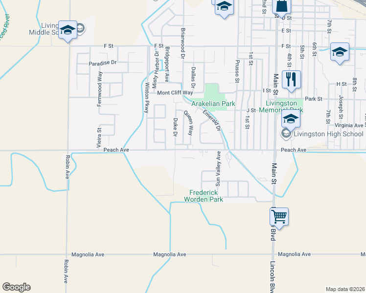 map of restaurants, bars, coffee shops, grocery stores, and more near in Livingston