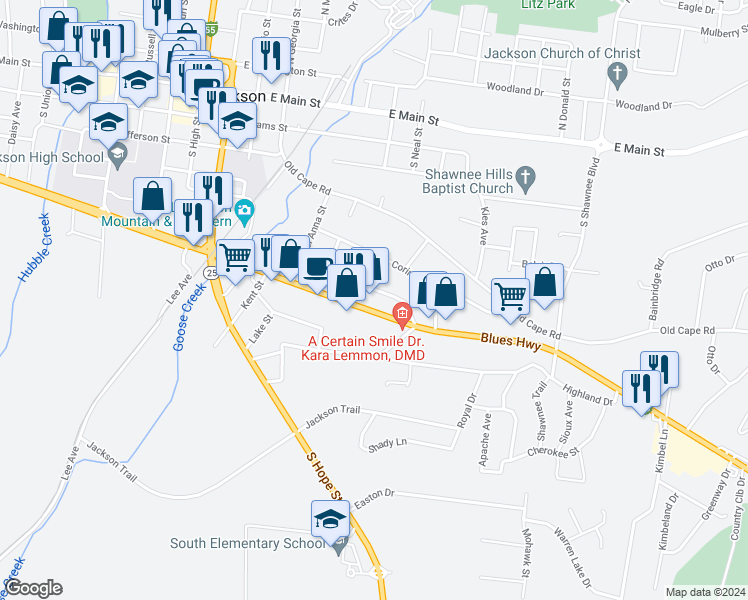 map of restaurants, bars, coffee shops, grocery stores, and more near 700 East Jackson Boulevard in Jackson