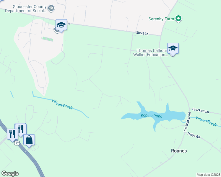 map of restaurants, bars, coffee shops, grocery stores, and more near 6871 Hidden Brook Drive in Gloucester