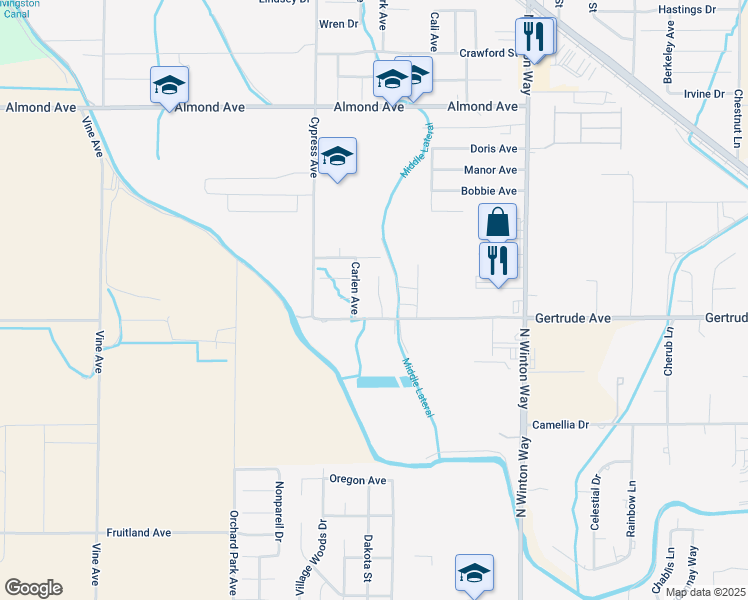 map of restaurants, bars, coffee shops, grocery stores, and more near 6045 Lea Court in Winton