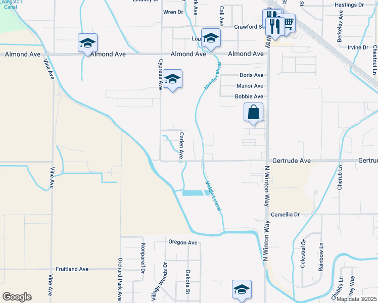 map of restaurants, bars, coffee shops, grocery stores, and more near 6045 Lea Court in Winton